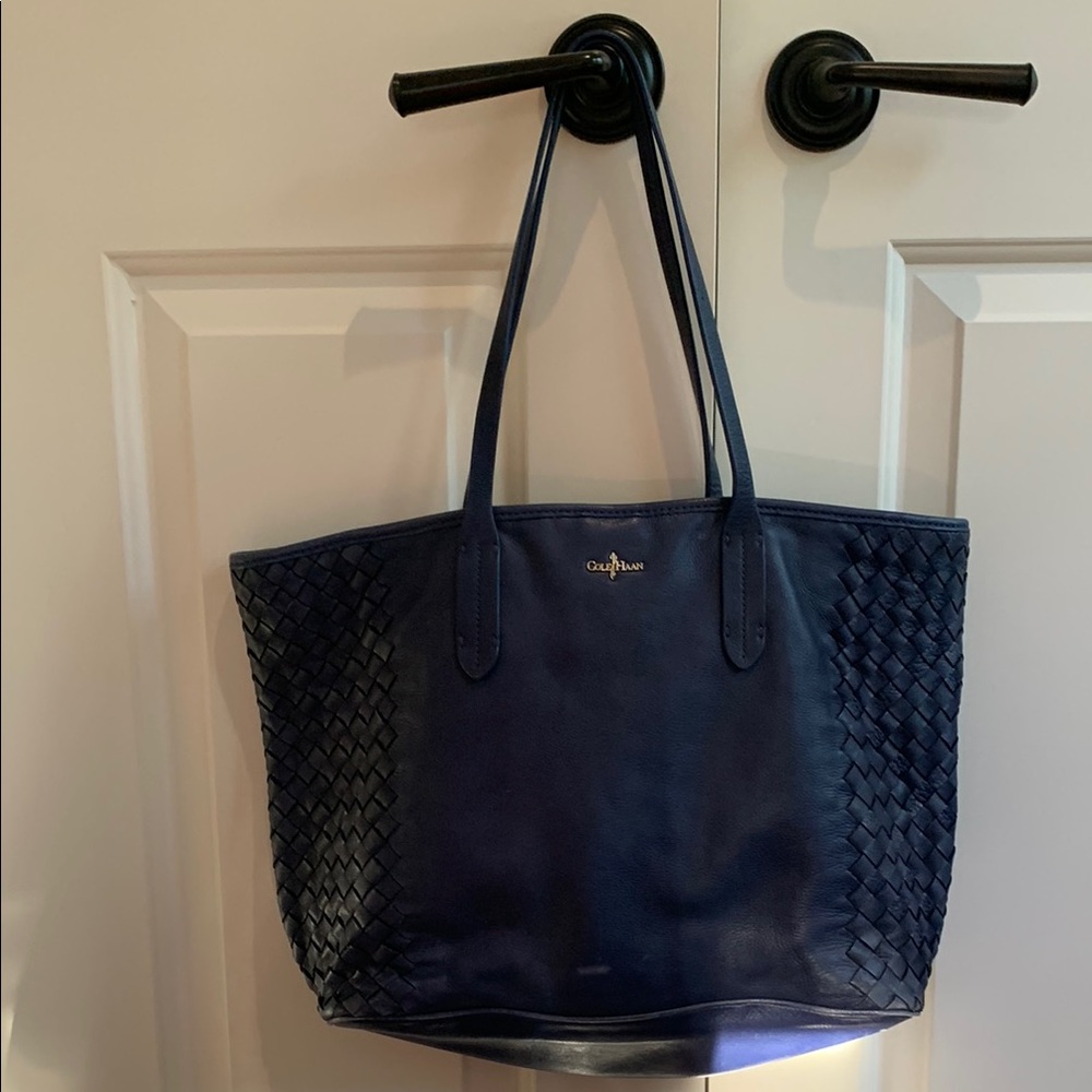 Cole Haan Navy Blue Woven Leather Purse